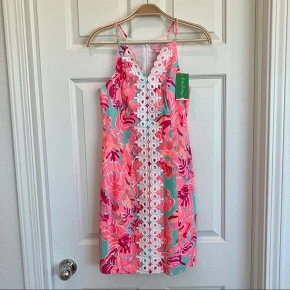 [🌟 PRICE FIRM] Lilly Pulitzer Poolside Blue Love Birds Pearl Shift Dress - Picture 3 of 12